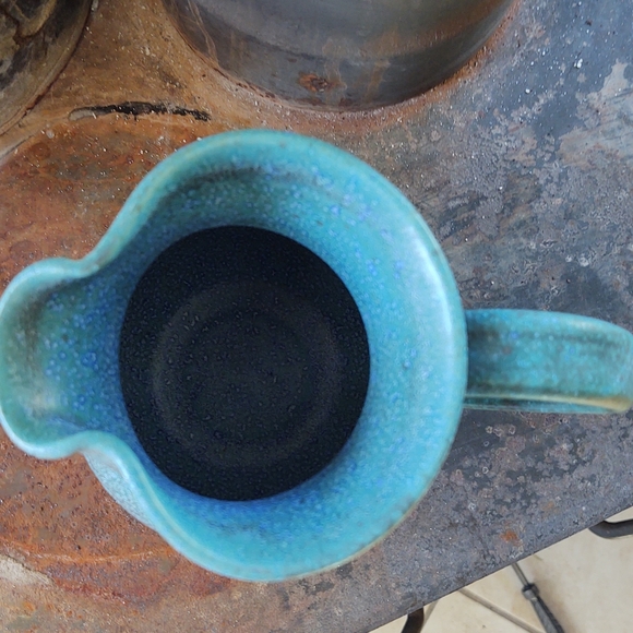 Pottery Pitcher Clay Ceramic Water Coffee Glazed Blue Semi gloss finsh - Picture 3 of 7